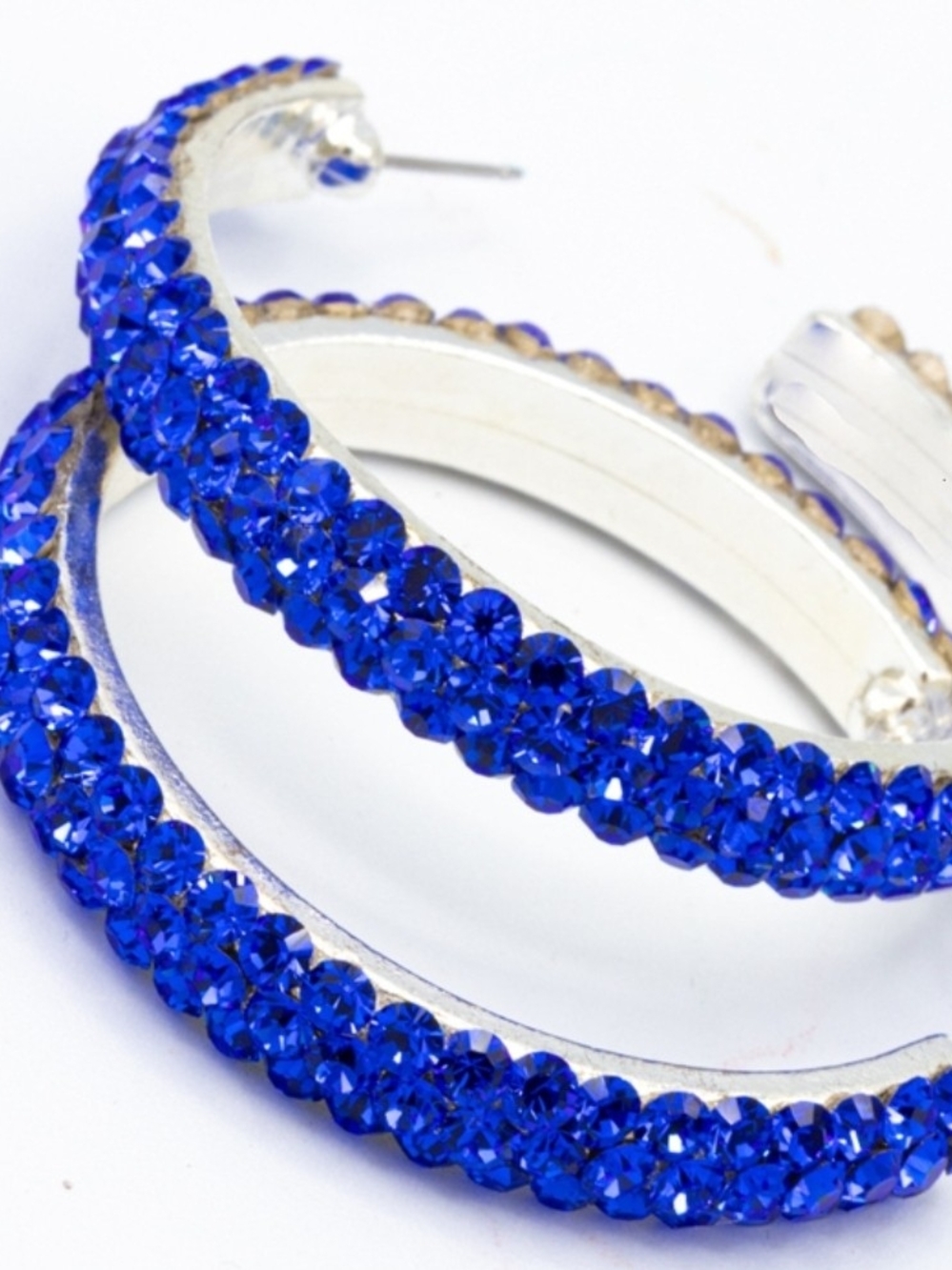 Royal Blue Crystal Pavé Hoop Earrings